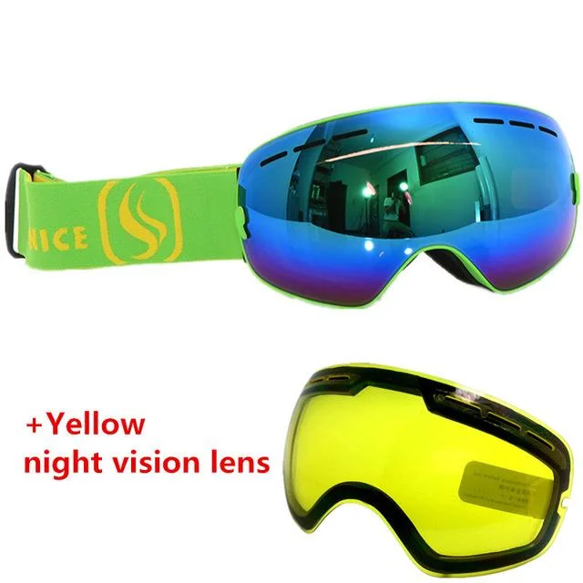 blue skiing goggles