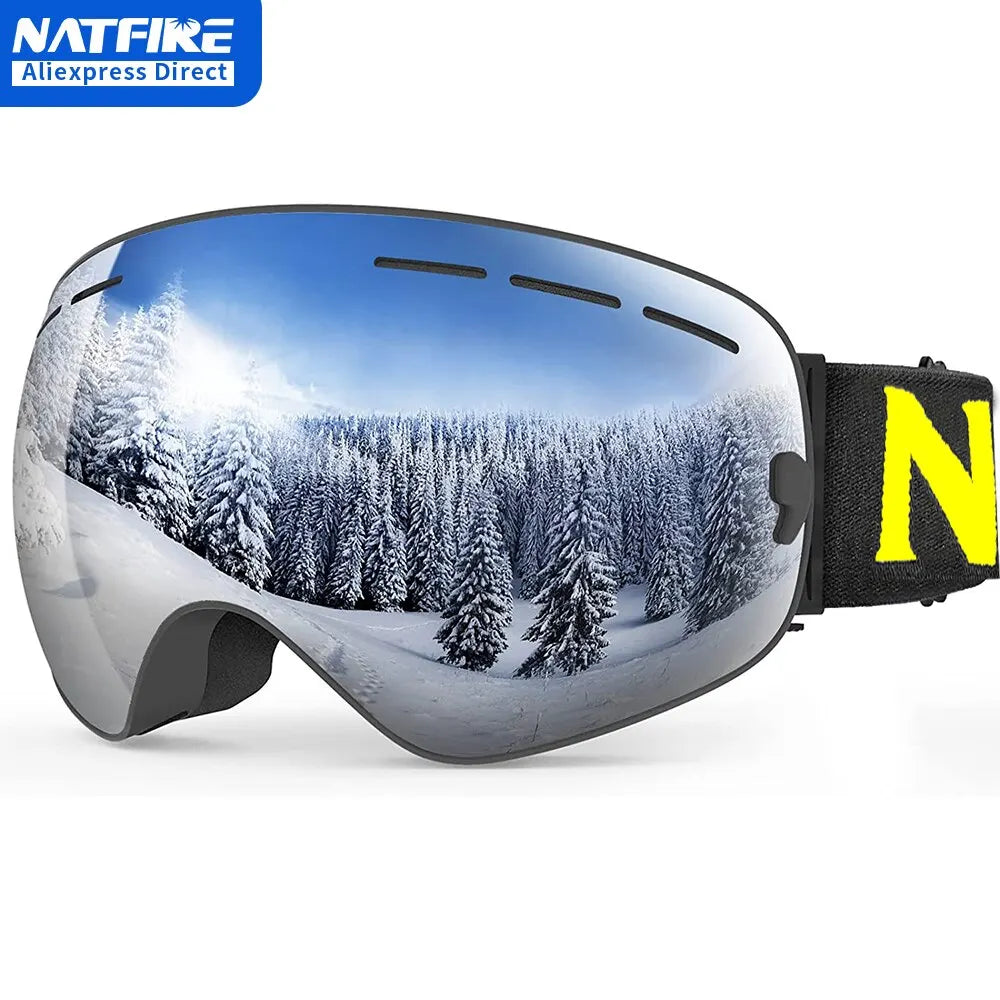 NATFIRE Ski Double Layers Anti-fog UV400 Snowboard Snow Goggles